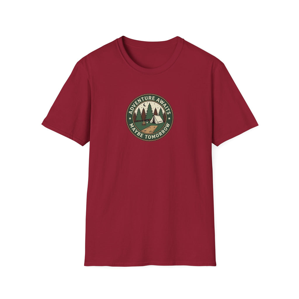 Adventure Awaits Maybe Tomorrow T-Shirt | Camping Patch Graphic