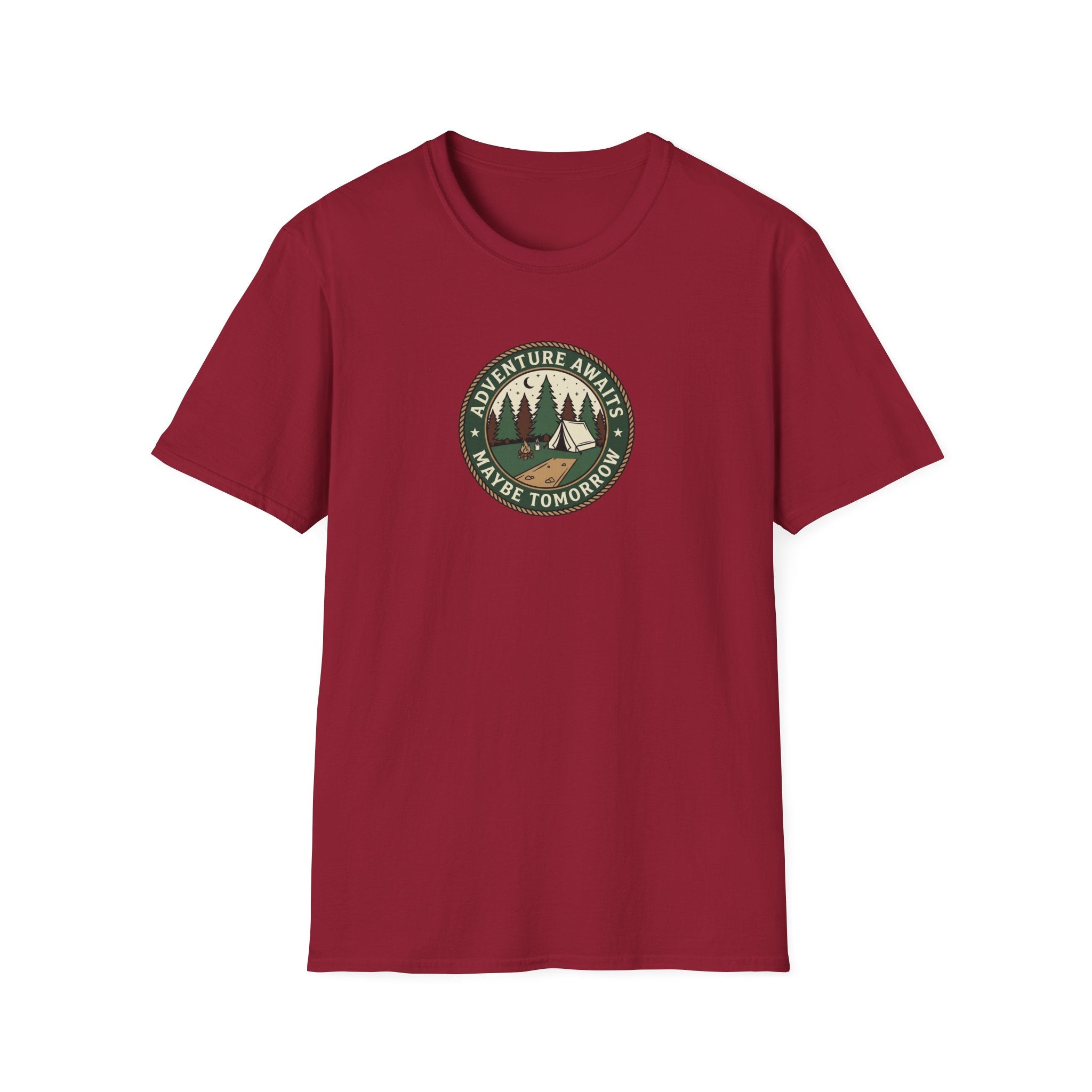 Adventure Awaits Maybe Tomorrow T-Shirt | Camping Patch Graphic