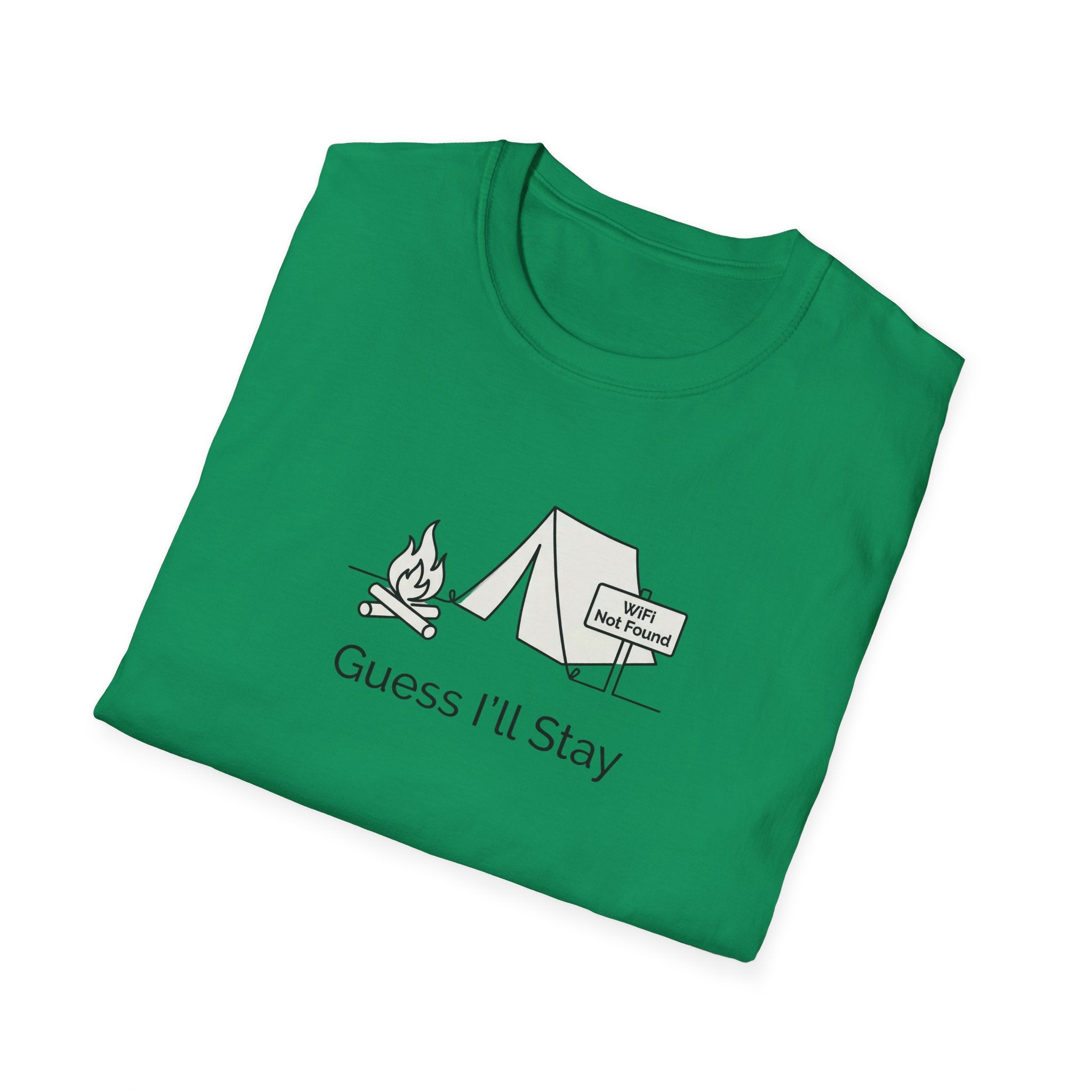 Guess Ill Stay camping tee | Tent and campfire graphic T-Shirt