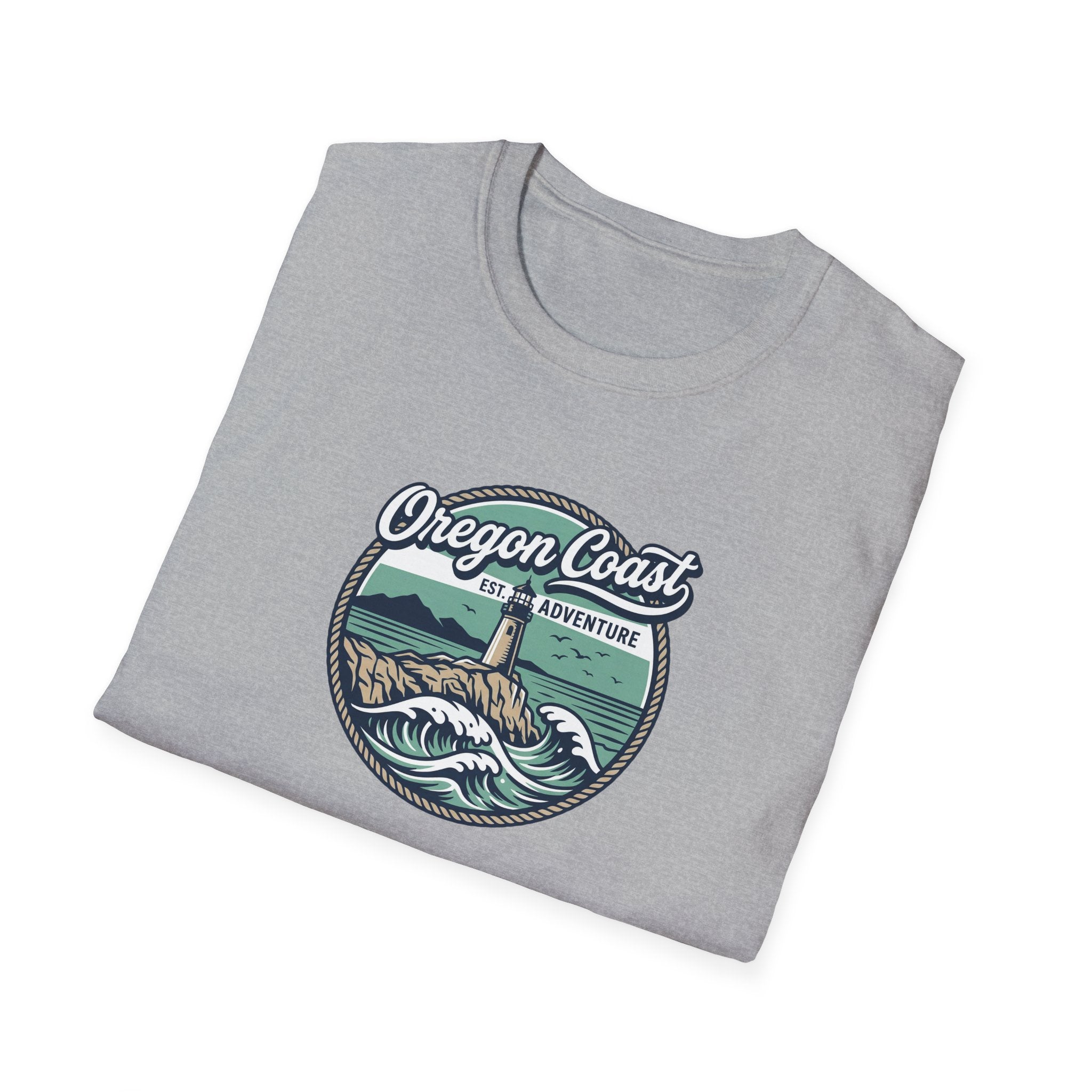 Oregon Coast Lighthouse Waves T-Shirt | Coastal Sunset Badge