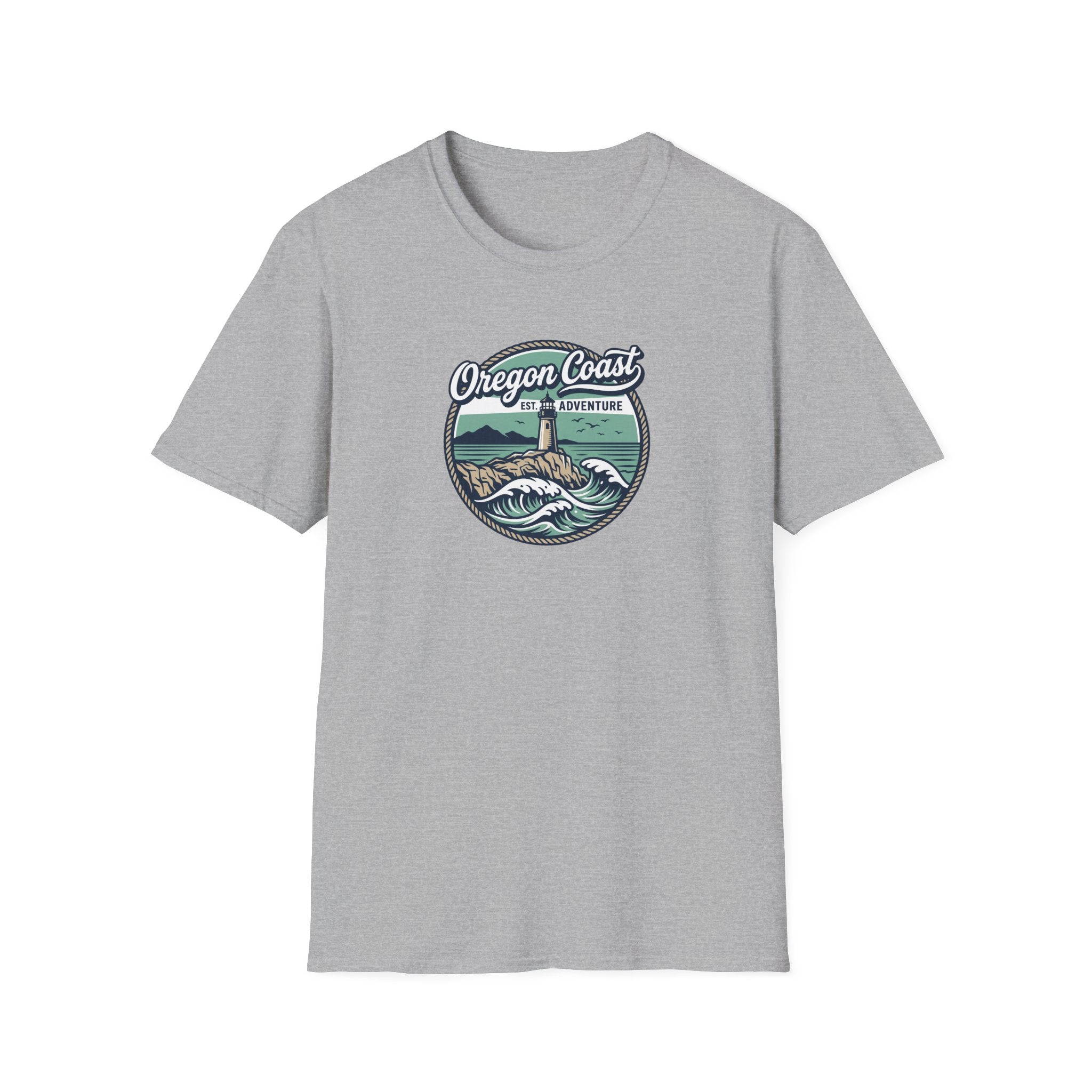 Oregon Coast Lighthouse Waves T-Shirt | Coastal Sunset Badge