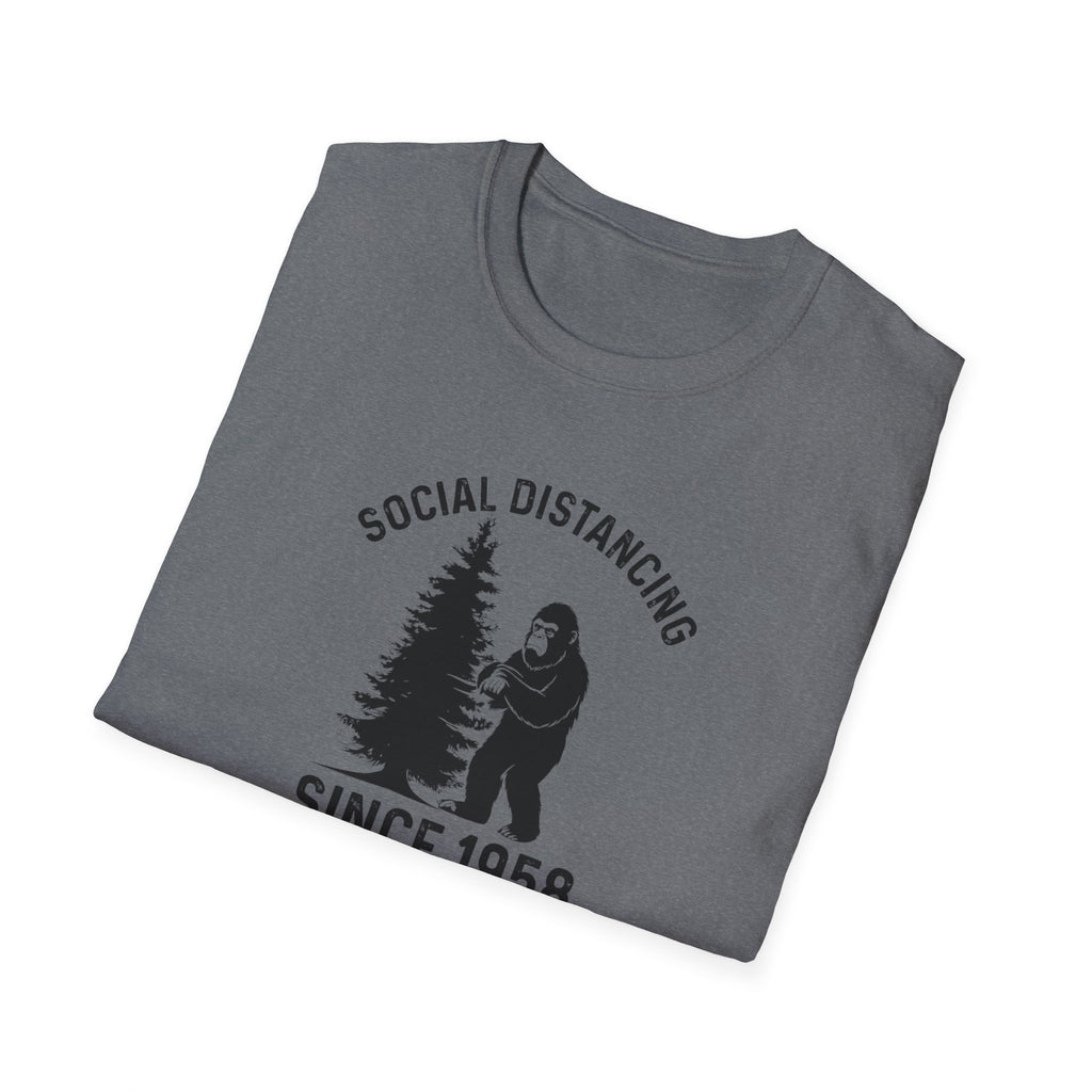 Social Distancing Since 1958 T-Shirt | Bigfoot Sasquatch Graphic
