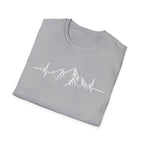 Mountain Heartbeat T-Shirt — Minimalist Mountain ECG Tee for Hikers & Outdoor Lovers