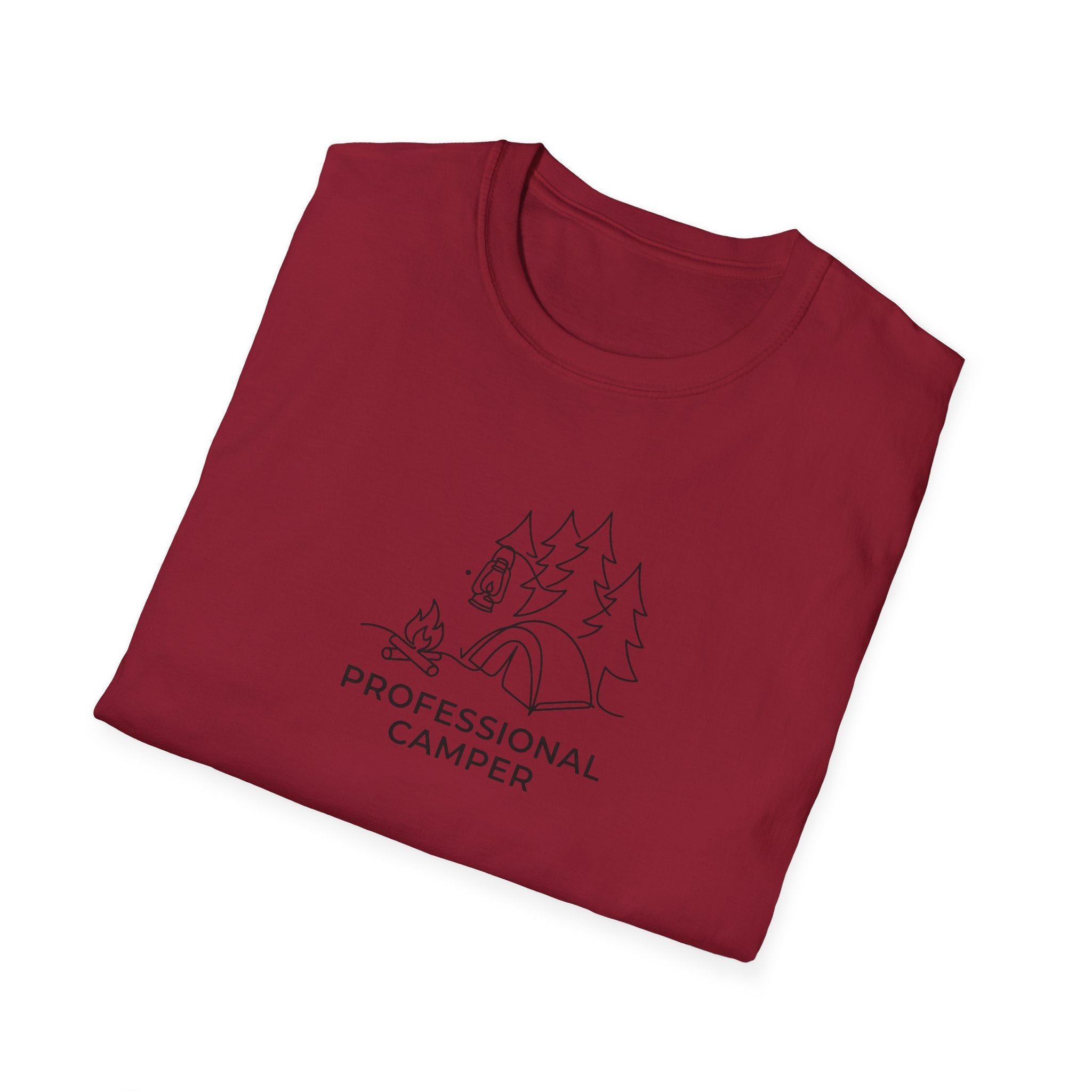 Professional Camper T-Shirt | Minimal Line Art Camping Design