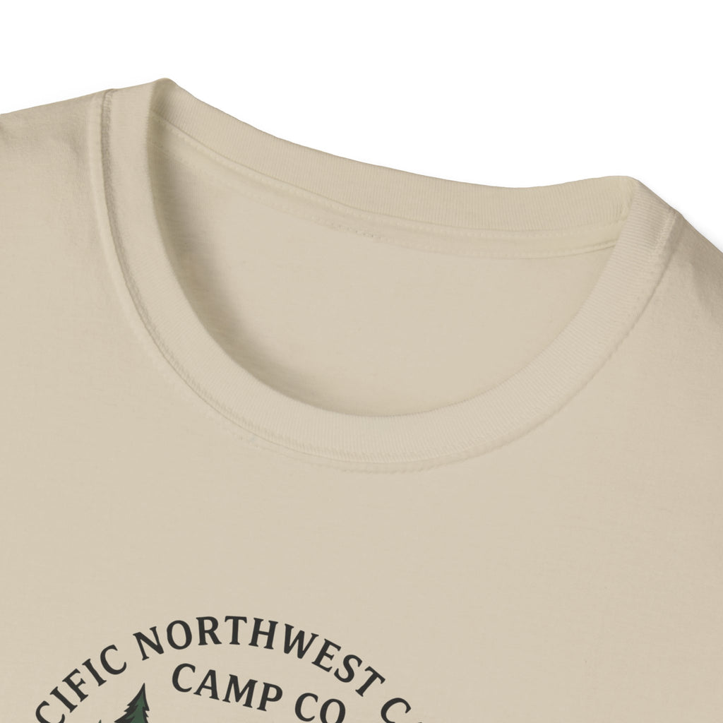 Campwood Trees Tent Graphic T-Shirt | Mountain Camping Logo, EST 1987