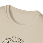 Campwood Trees Tent Graphic T-Shirt | Mountain Camping Logo, EST 1987