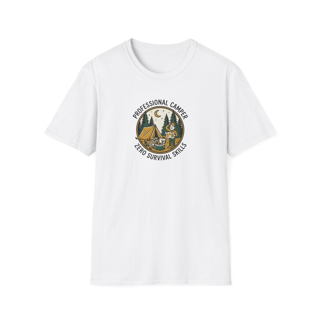 Professional Camper Zero Survival Skills T-Shirt | Camping Graphic Tee