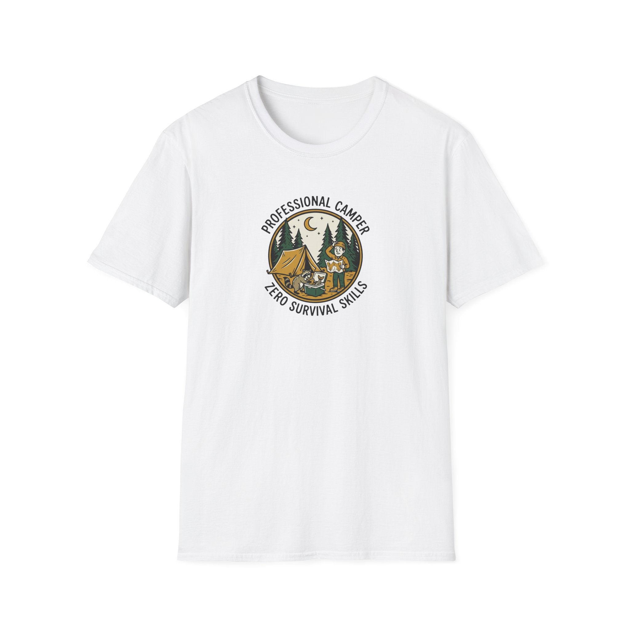 Professional Camper Zero Survival Skills T-Shirt | Camping Graphic Tee