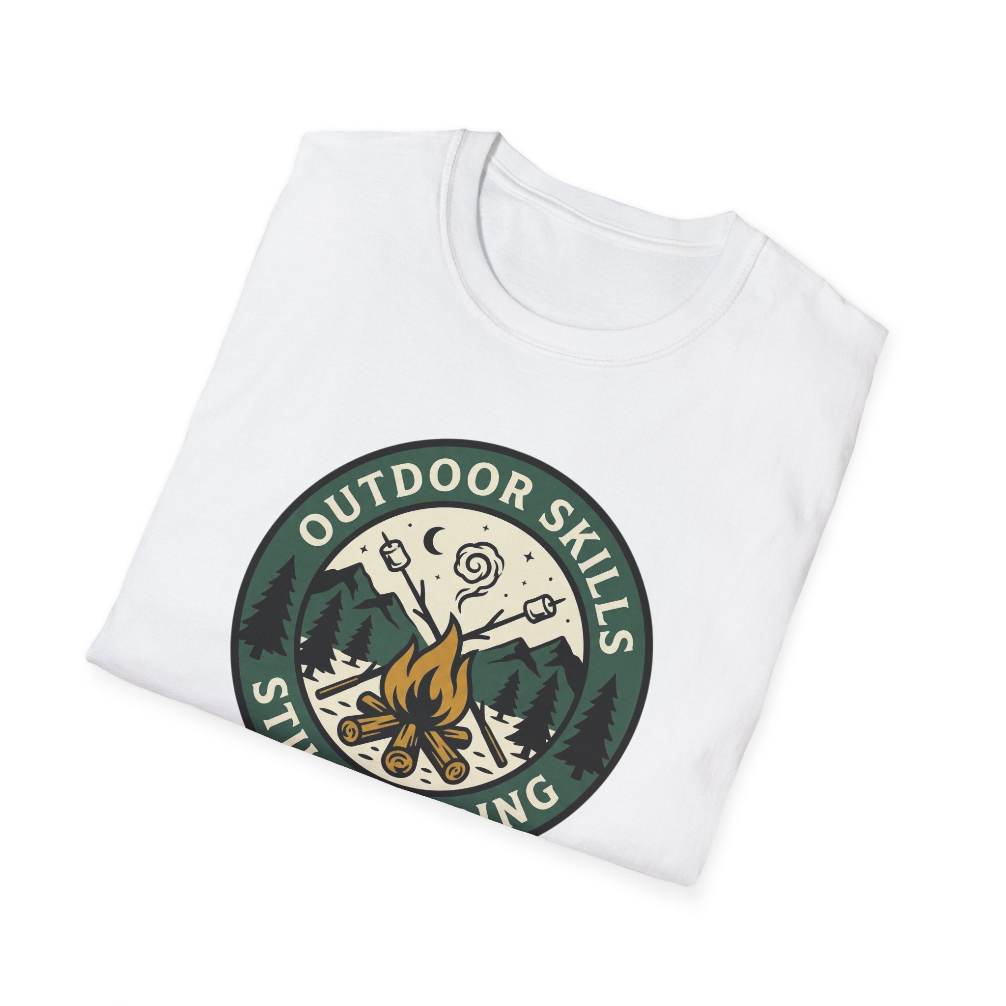 Outdoor Skills Still Pending T-Shirt | Camping Campfire Graphic Shirt
