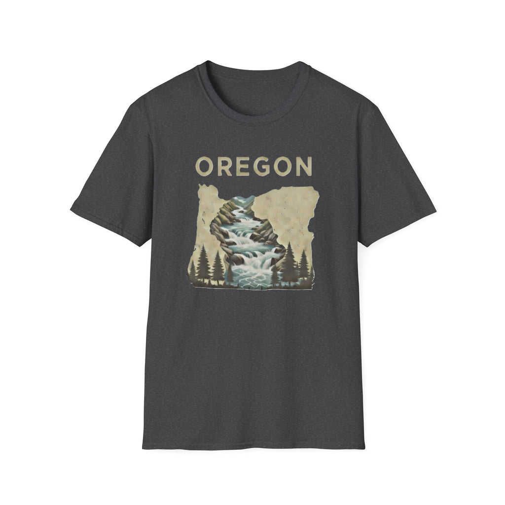 Oregon waterfall state map T-Shirt | River, Pines, Nature