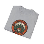 Northwest Camping Club Find Your Fire T-Shirt | Campfire Trees Outdoor Badge Shirt