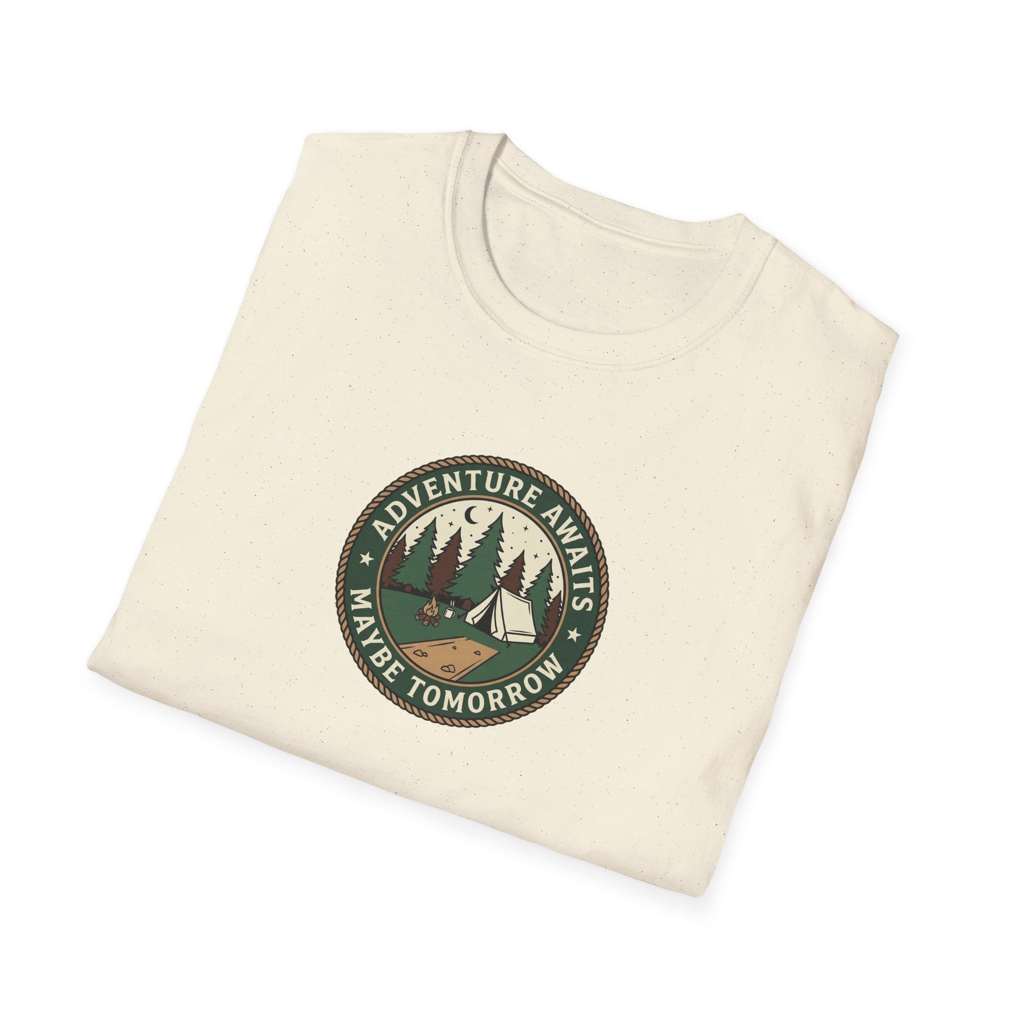 Adventure Awaits Maybe Tomorrow T-Shirt | Camping Patch Graphic