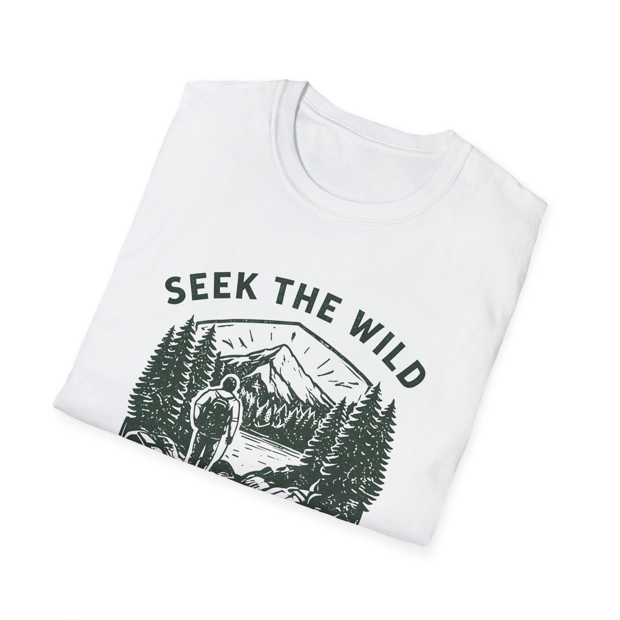 Seek the Wild hiker mountain graphic T-Shirt | Pacific Northwest outdoor design