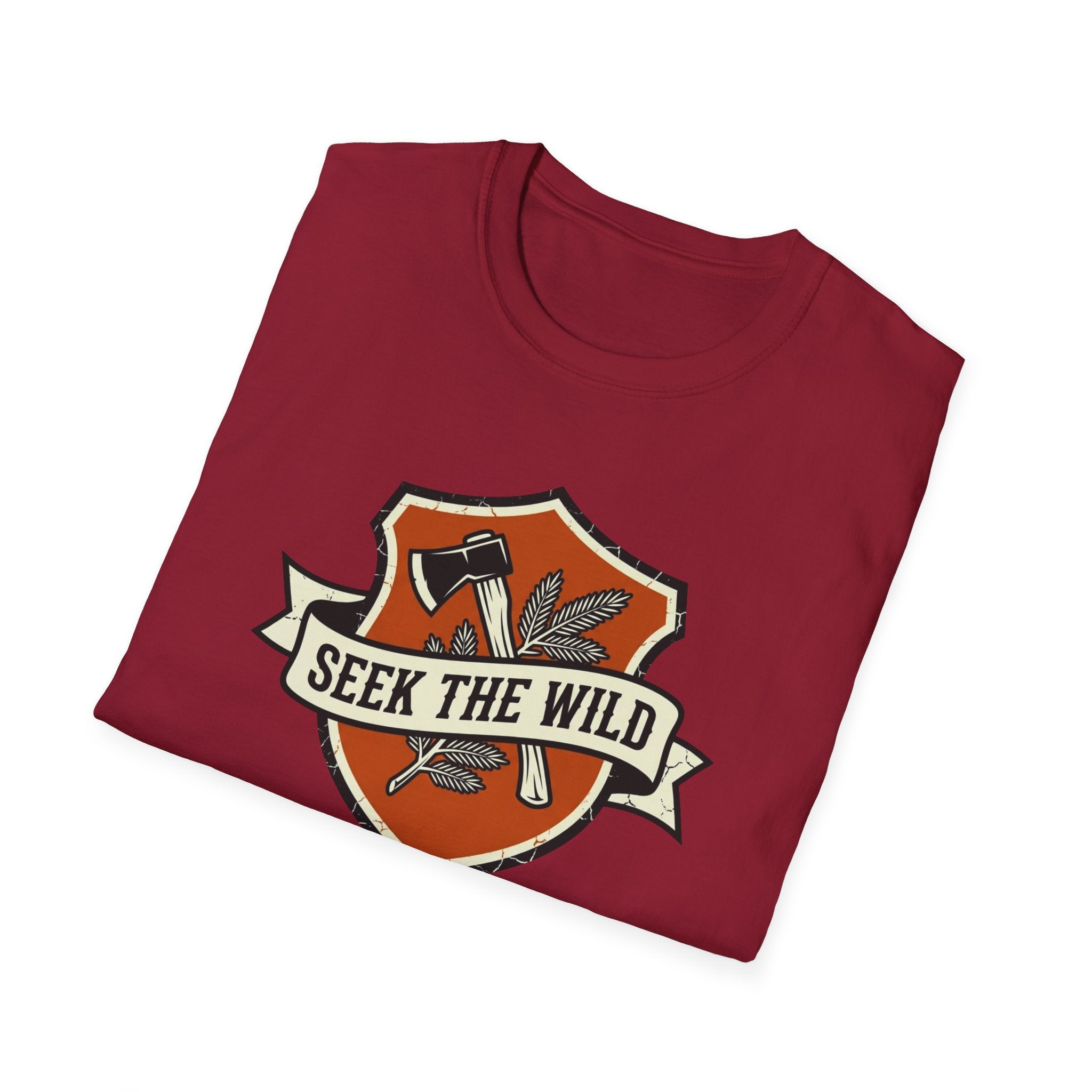 Seek The Wild emblem T-shirt | outdoor adventure badge design