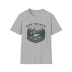 Seek the Wild hiker mountain graphic T-Shirt | Pacific Northwest outdoor design
