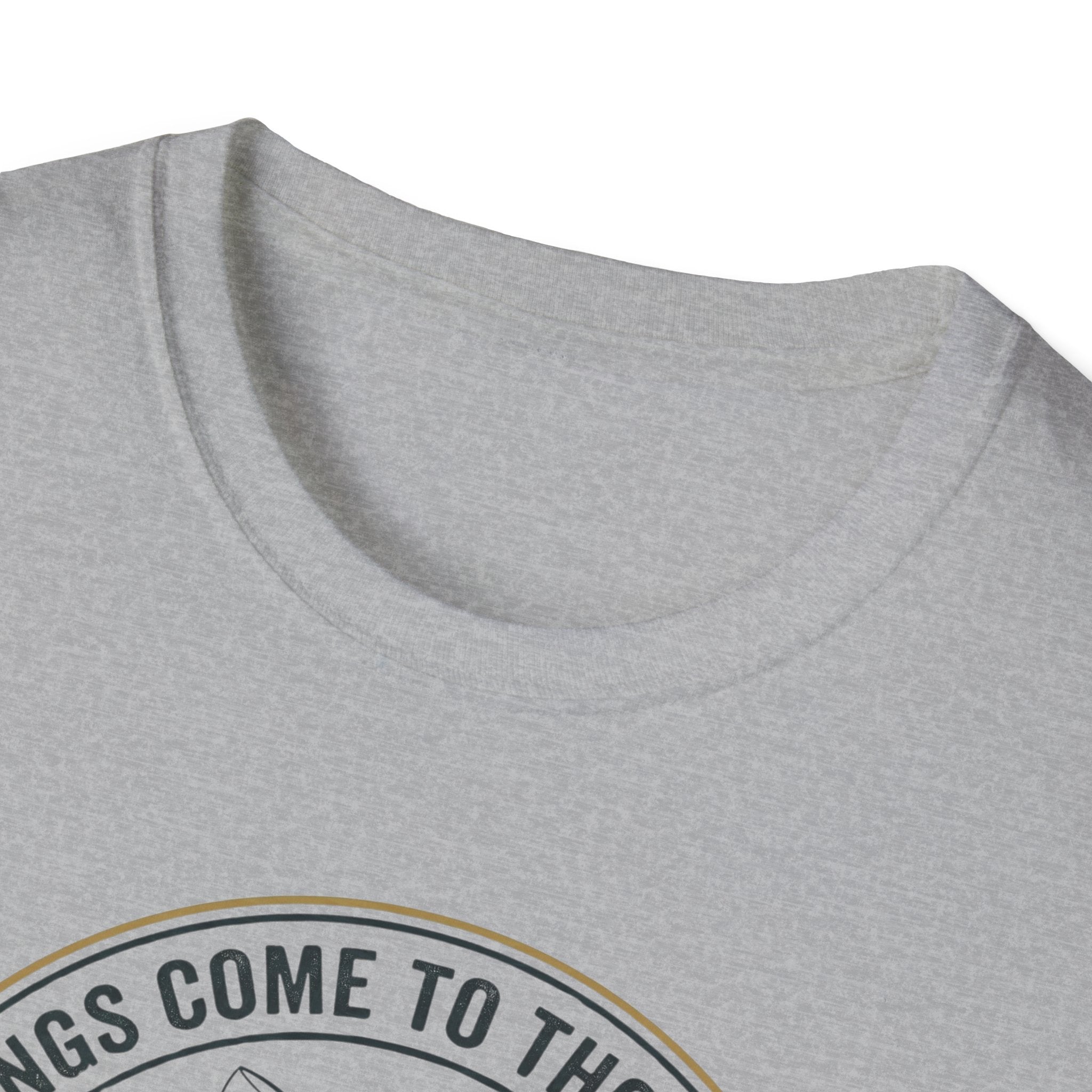 Camping Scene T-Shirt | Vintage Tent Lake Illustration, 'Good Things Come to Those Who Wait'