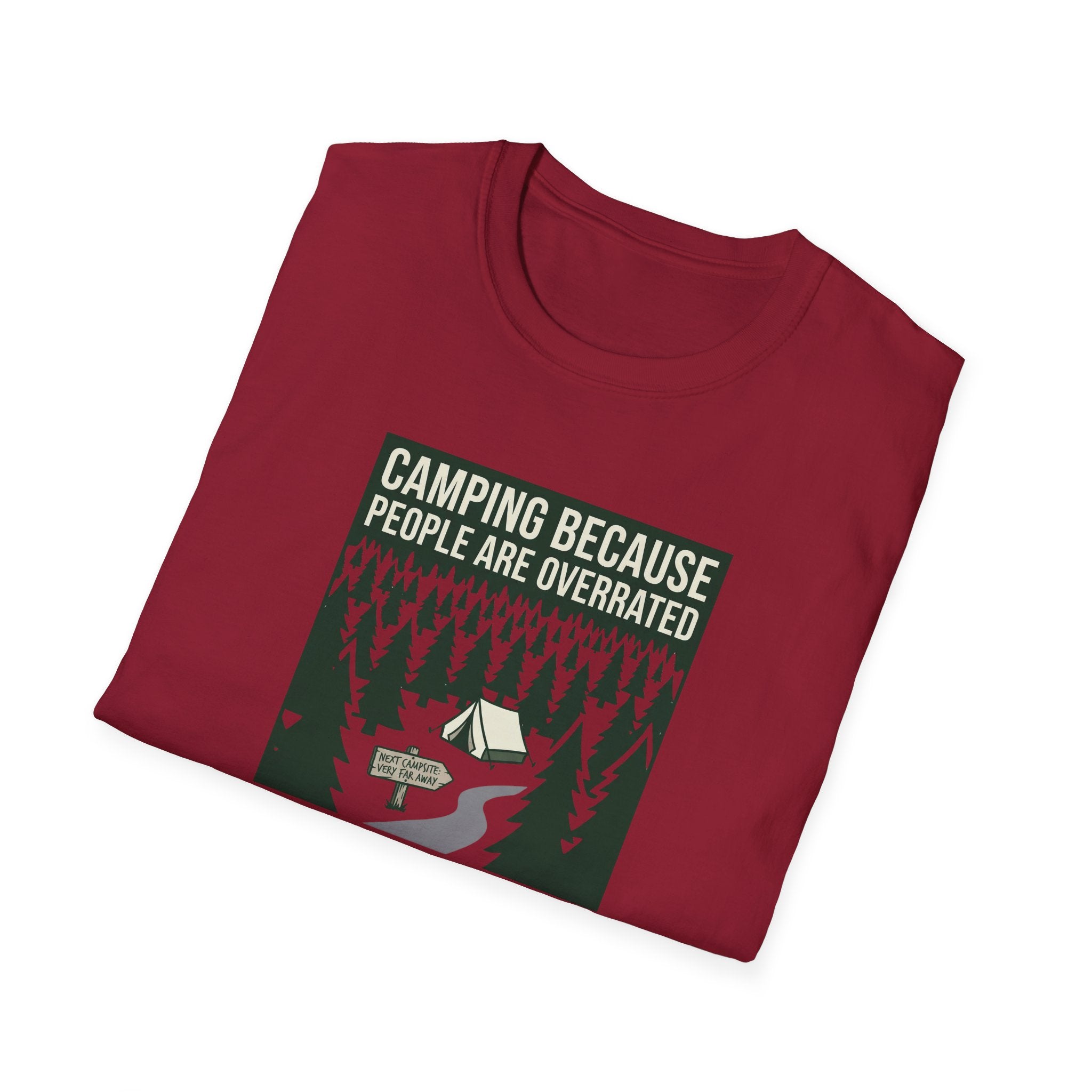 Camping Because People Are Overrated T-Shirt | Camper Graphic Tee, Forest Tent Design