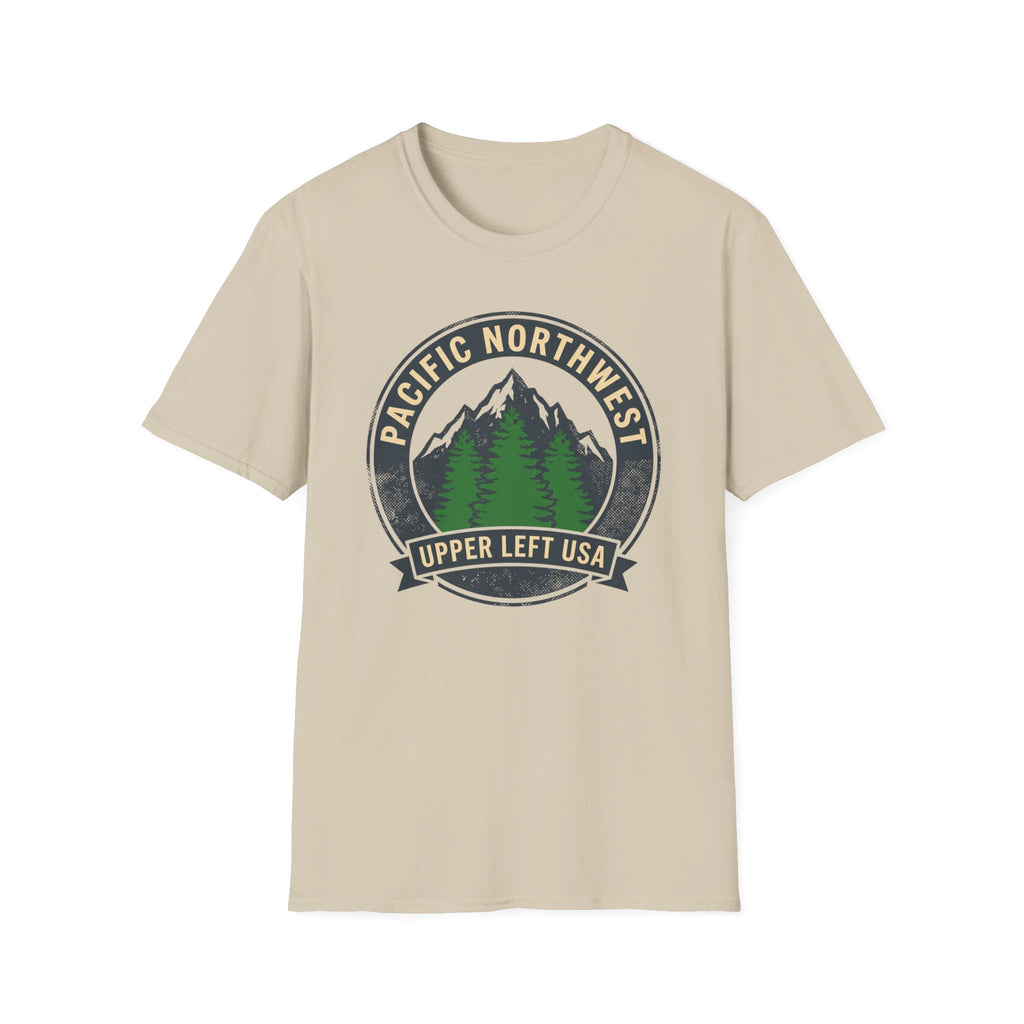 Pacific Northwest Mountain Pines T-Shirt | Upper Left USA graphic