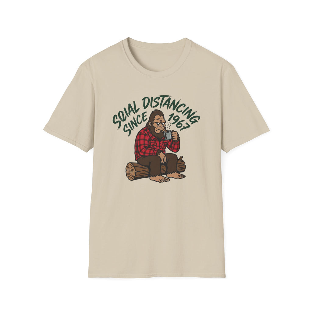 Bigfoot Social Distancing Since 1967 T-Shirt | Sasquatch Lumberjack Tee