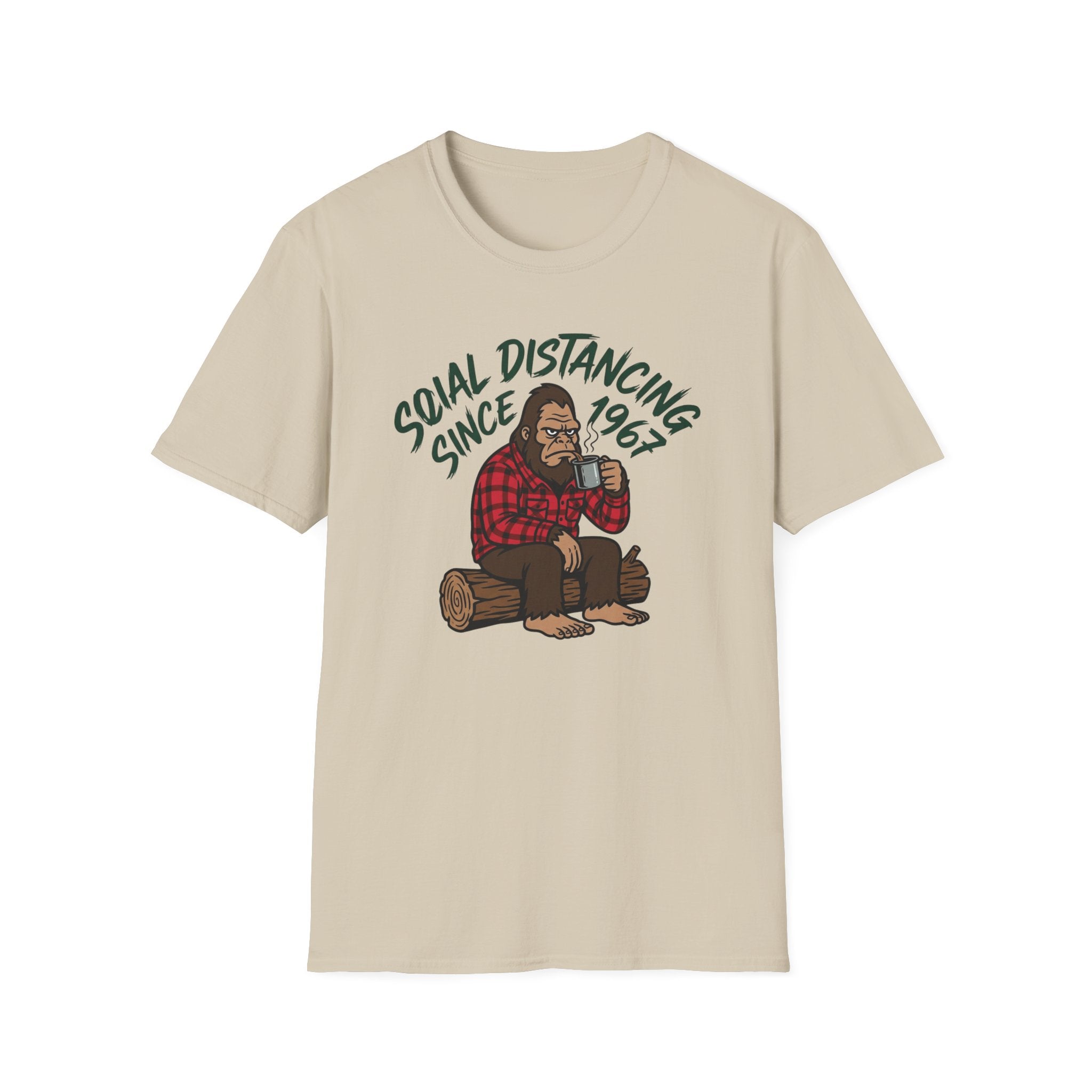 Bigfoot Social Distancing Since 1967 T-Shirt | Sasquatch Lumberjack Tee