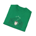 Coffee Cup in Pines T-Shirt | mountain camp mug, minimalist outdoors design