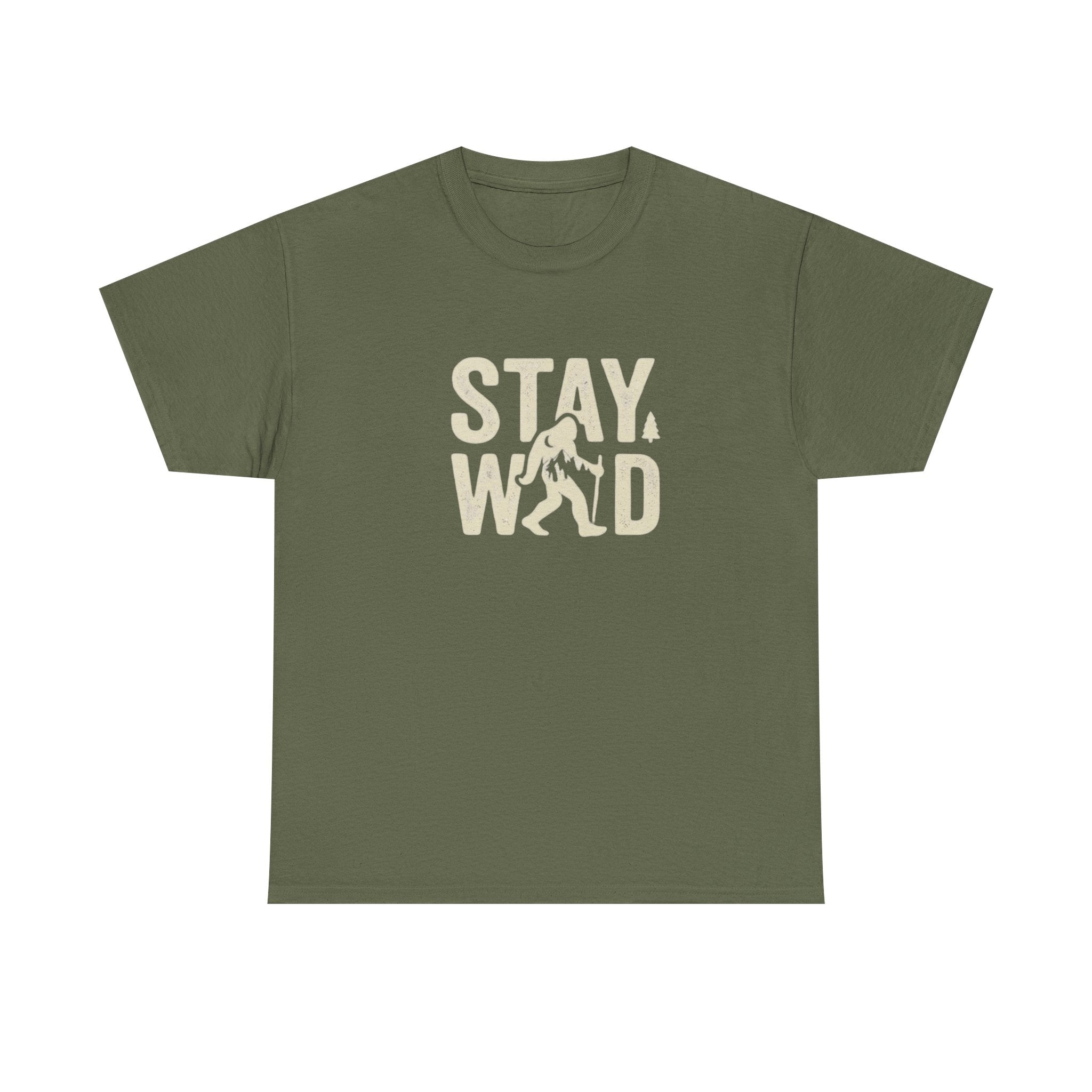 Stay Wild Bigfoot T-Shirt | Sasquatch Retro Typography Tee