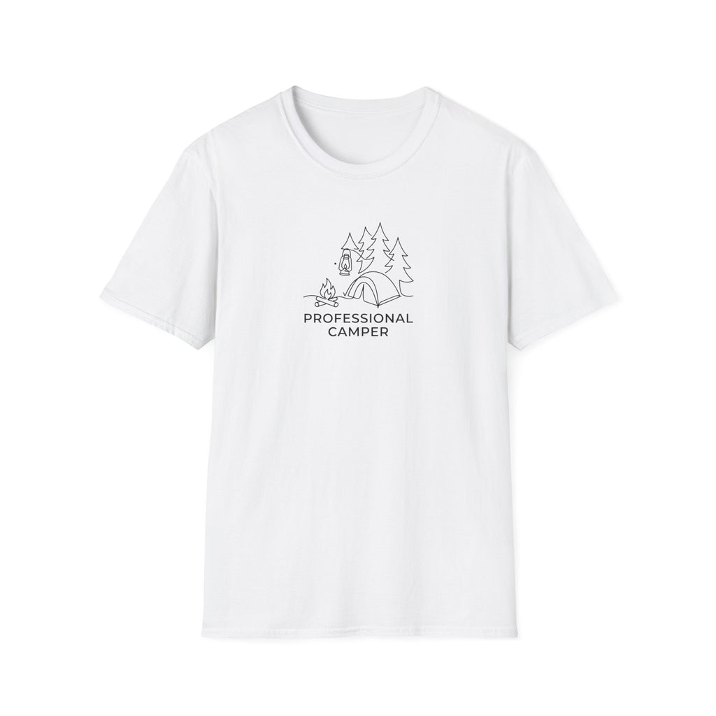 Professional Camper T-Shirt | Minimal Line Art Camping Design