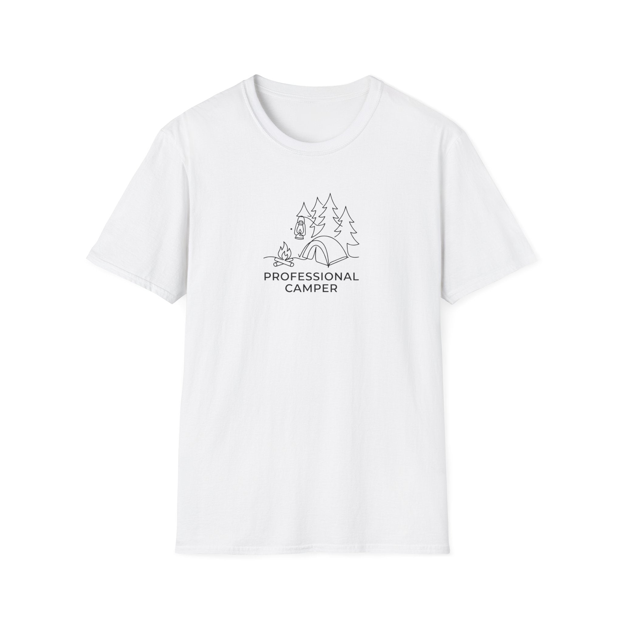 Professional Camper T-Shirt | Minimal Line Art Camping Design