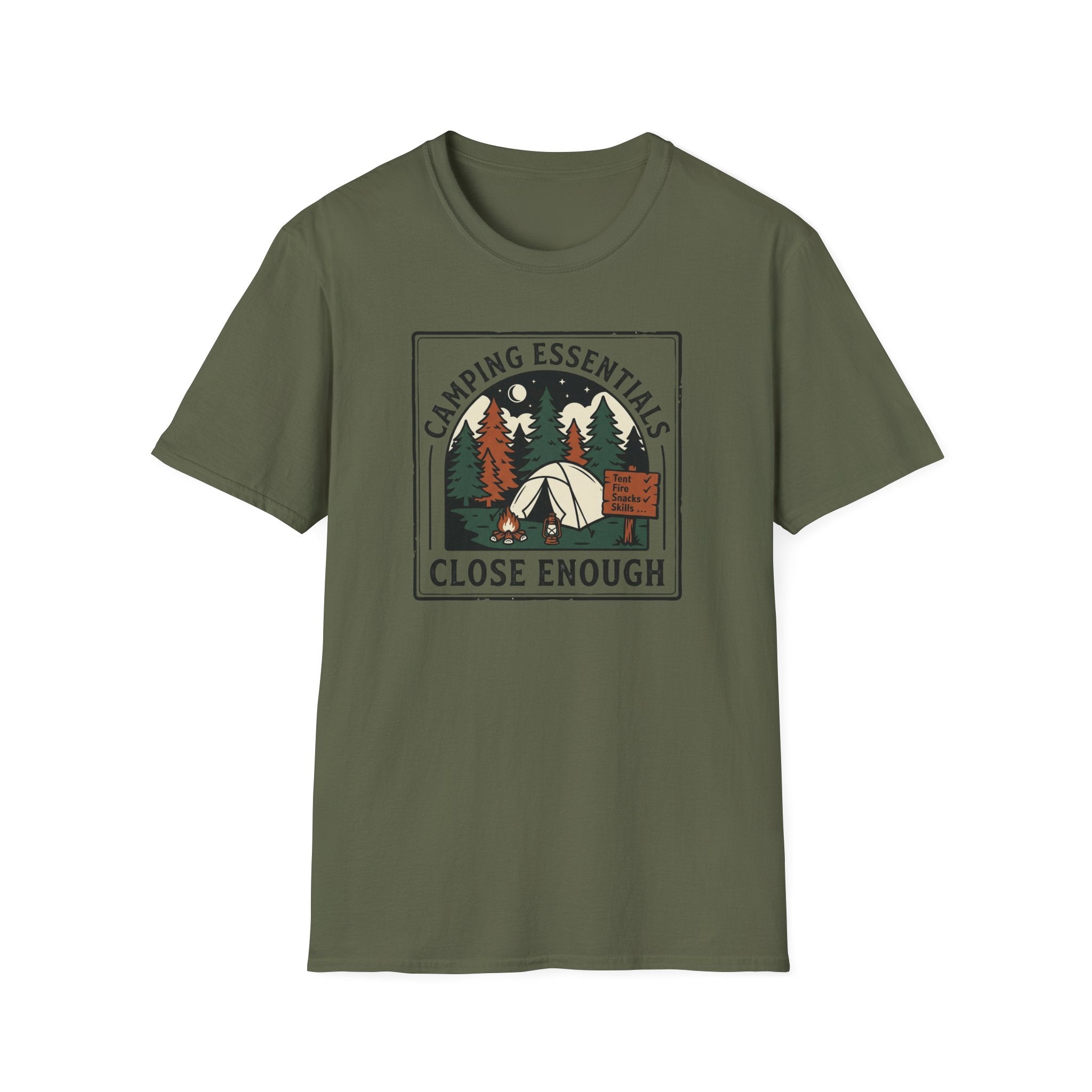 Camping Essentials Close Enough T-Shirt | Tent Forest Camping Shirt