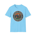 Stayed for the Coffee mountain camping badge T-Shirt | coffee hiking logo