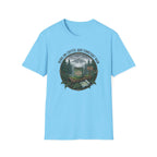 Cozy Camping Coffee Scene T-Shirt | Mountain Mug, Rainy Forest Illustration