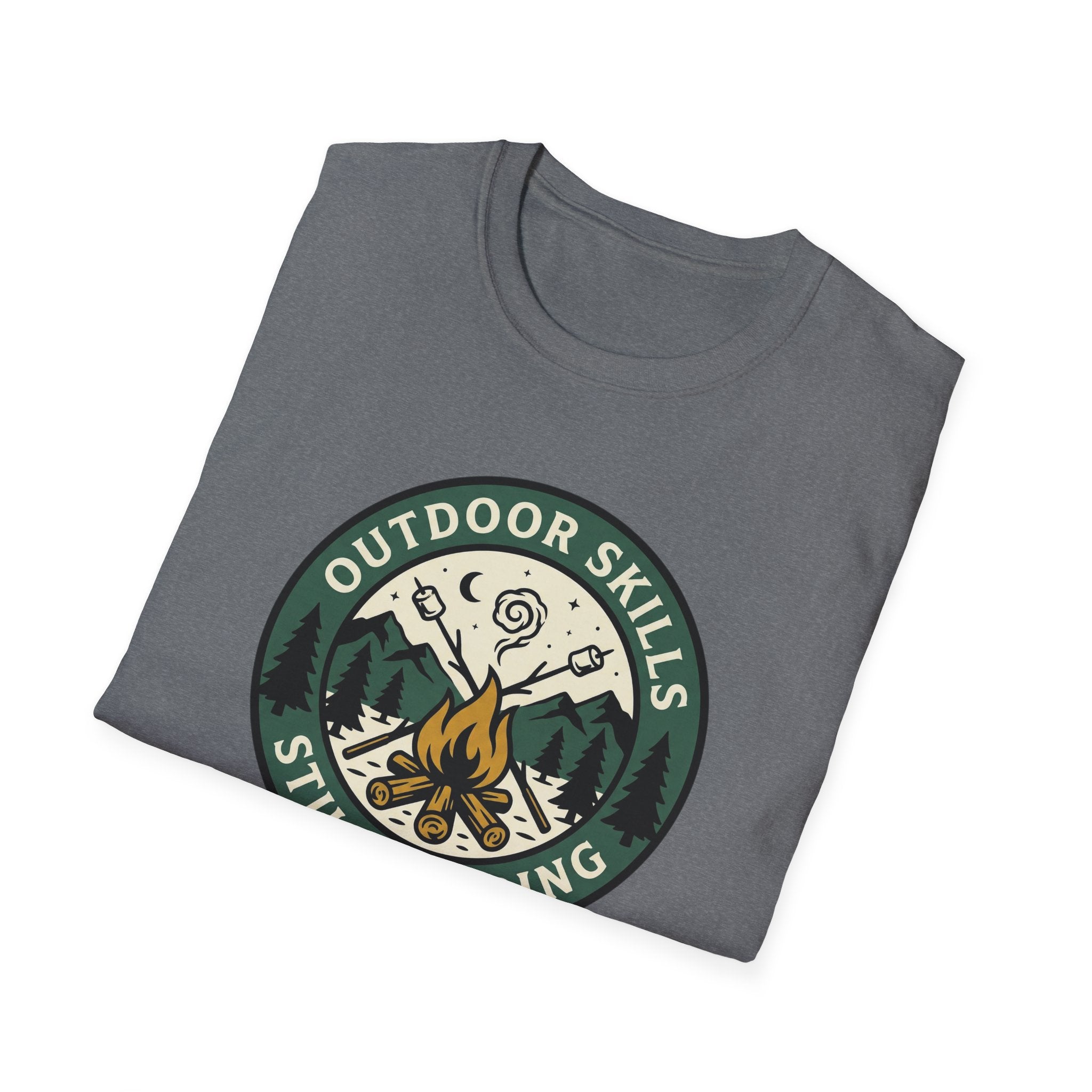 Outdoor Skills Still Pending T-Shirt | Camping Campfire Graphic Shirt