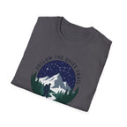 Follow The Quiet Trail Hiking T Shirt | Mountain Night Sky
