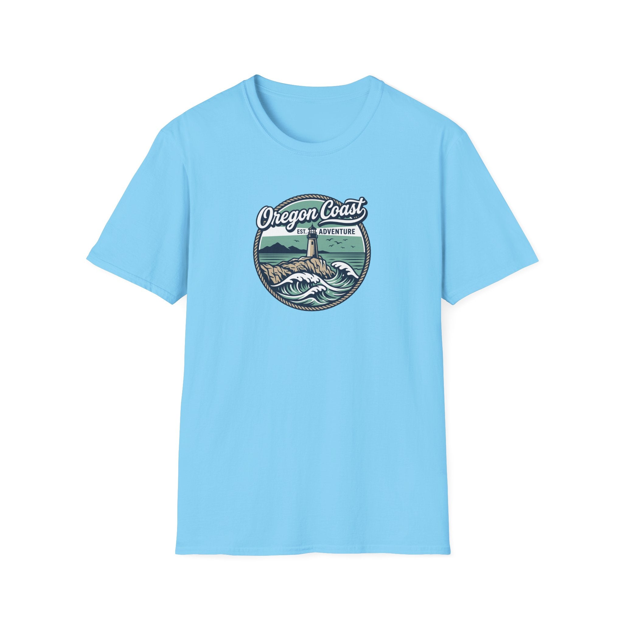 Oregon Coast Lighthouse Waves T-Shirt | Coastal Sunset Badge