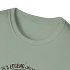 Dad is a Legend Camping T-Shirt | Bear, Campfire, Tent Cabin Illustration