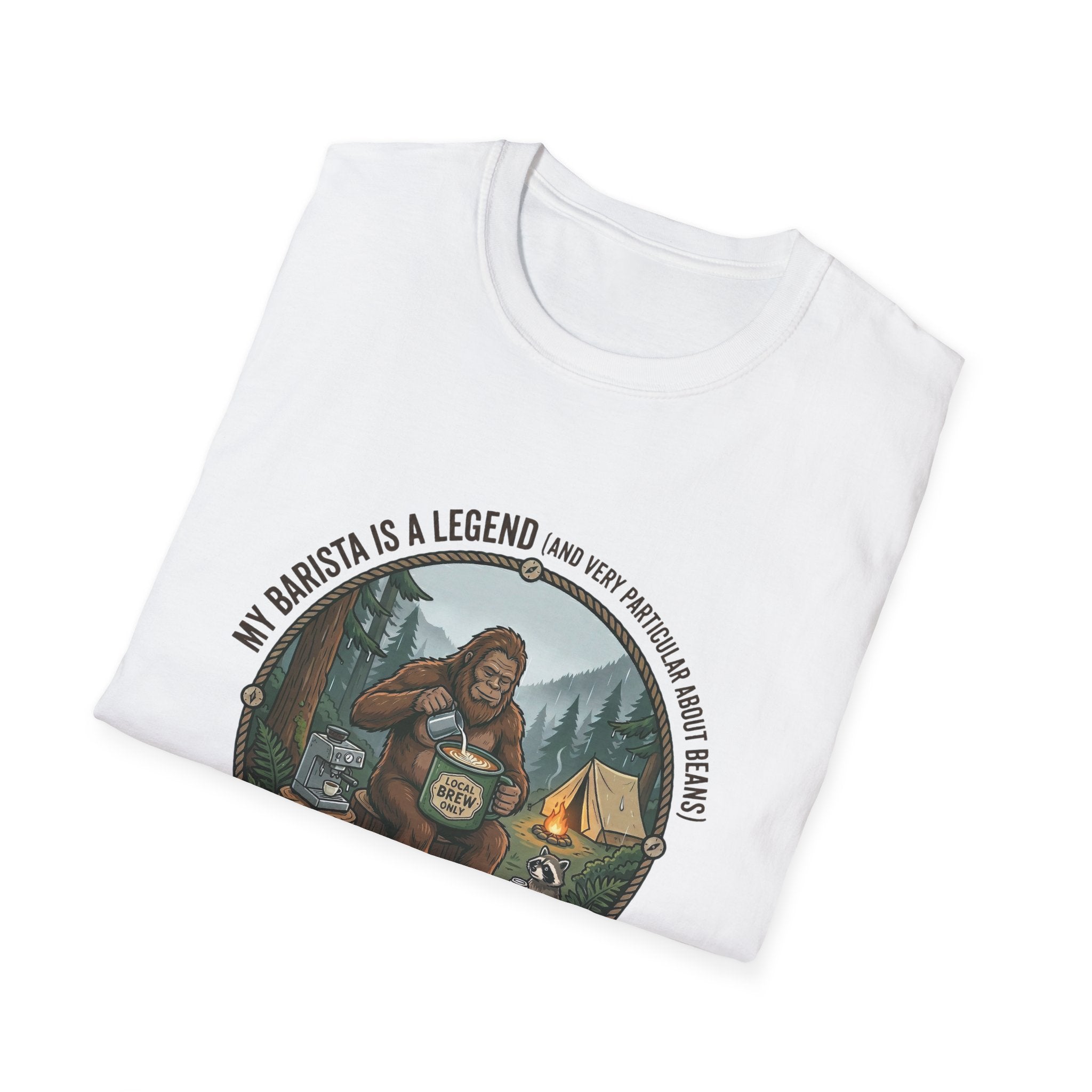 Dad is a Legend Camping T-Shirt | Bear, Campfire, Tent Cabin Illustration