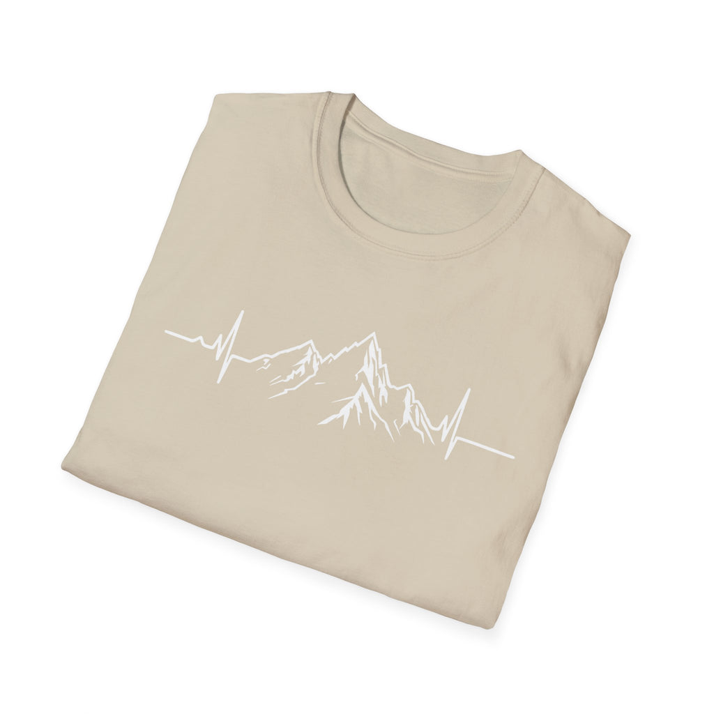 Mountain Heartbeat T-Shirt — Minimalist Mountain ECG Tee for Hikers & Outdoor Lovers