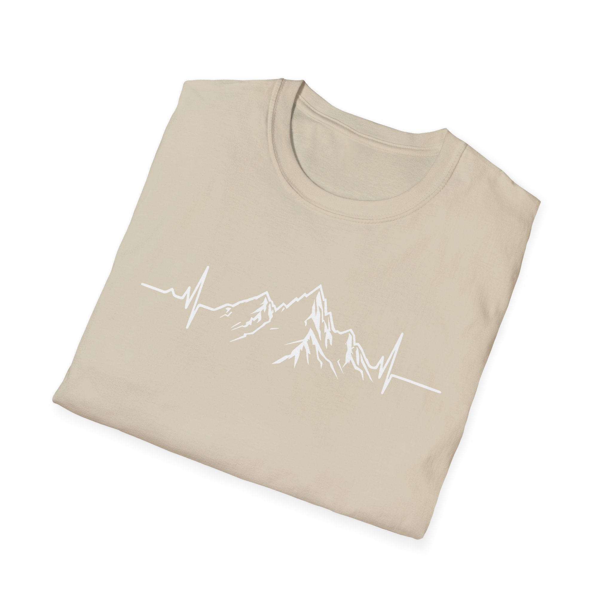 Mountain Heartbeat T-Shirt — Minimalist Mountain ECG Tee for Hikers & Outdoor Lovers