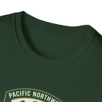 Camp Trails badge T-Shirt | Mountain camping logo, forest trail emblem