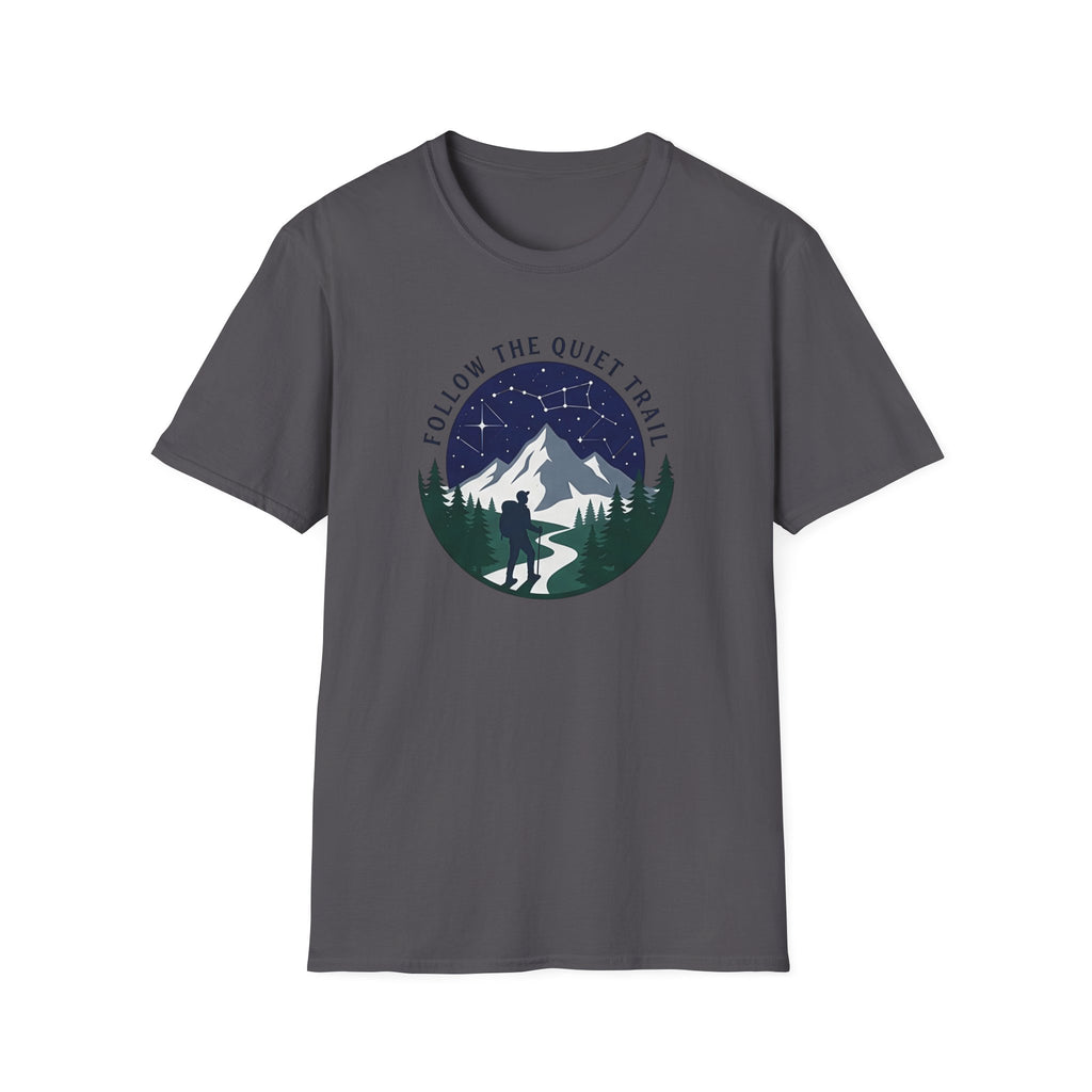 Follow The Quiet Trail Hiking T Shirt | Mountain Night Sky