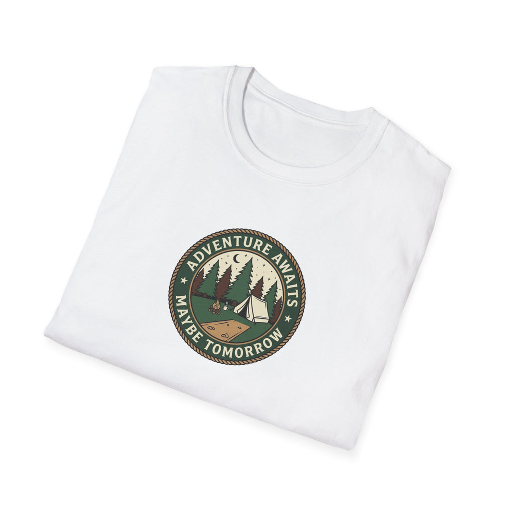 Adventure Awaits Maybe Tomorrow T-Shirt | Camping Patch Graphic