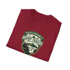 Camp Trails badge T-Shirt | Mountain camping logo, forest trail emblem