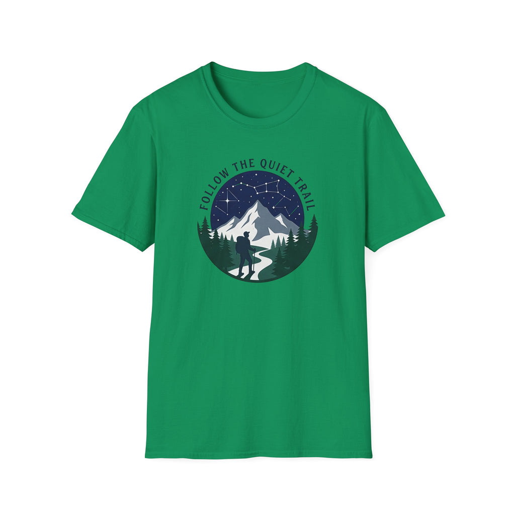 Follow The Quiet Trail Hiking T Shirt | Mountain Night Sky
