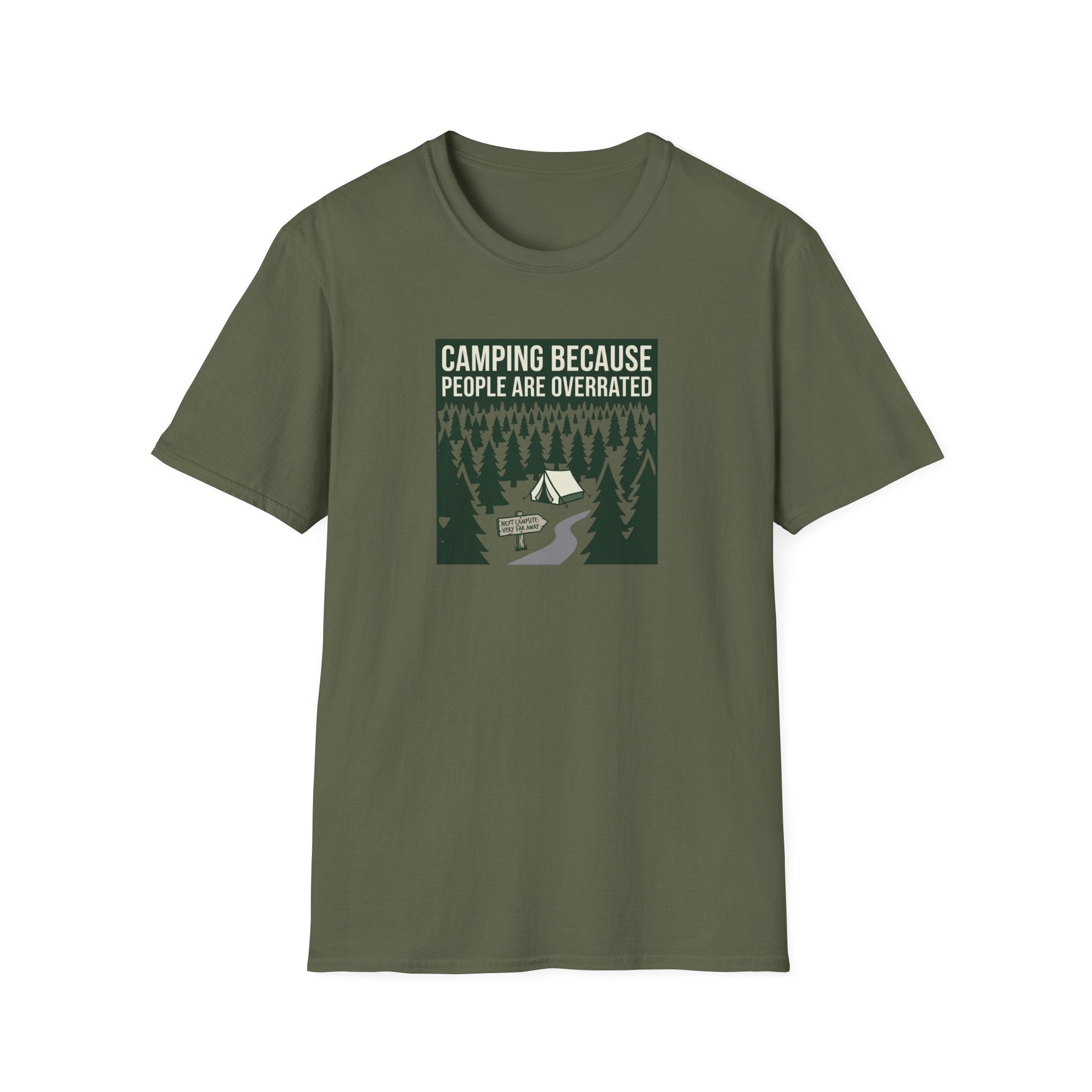 Camping Because People Are Overrated T-Shirt | Camper Graphic Tee, Forest Tent Design