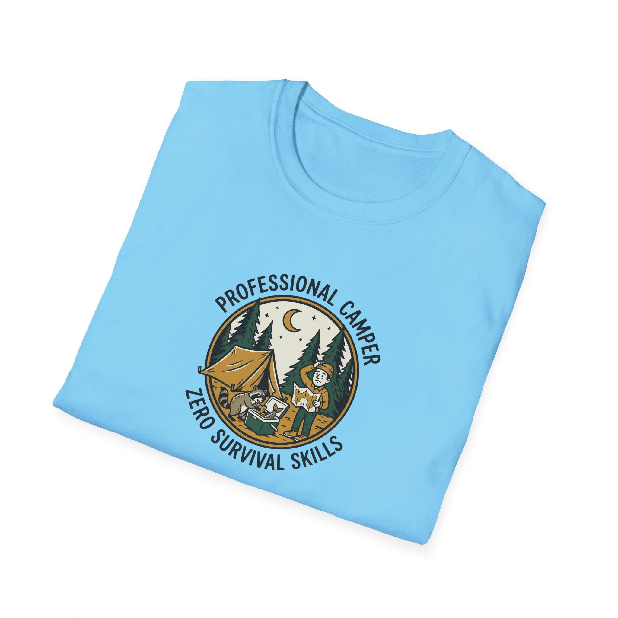 Professional Camper Zero Survival Skills T-Shirt | Camping Graphic Tee