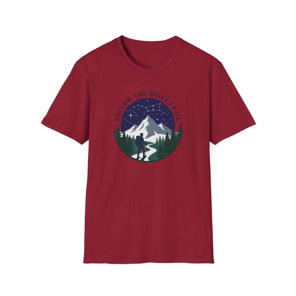 Follow The Quiet Trail Hiking T Shirt | Mountain Night Sky