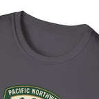 Camp Trails badge T-Shirt | Mountain camping logo, forest trail emblem