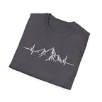 Mountain Heartbeat T-Shirt — Minimalist Mountain ECG Tee for Hikers & Outdoor Lovers