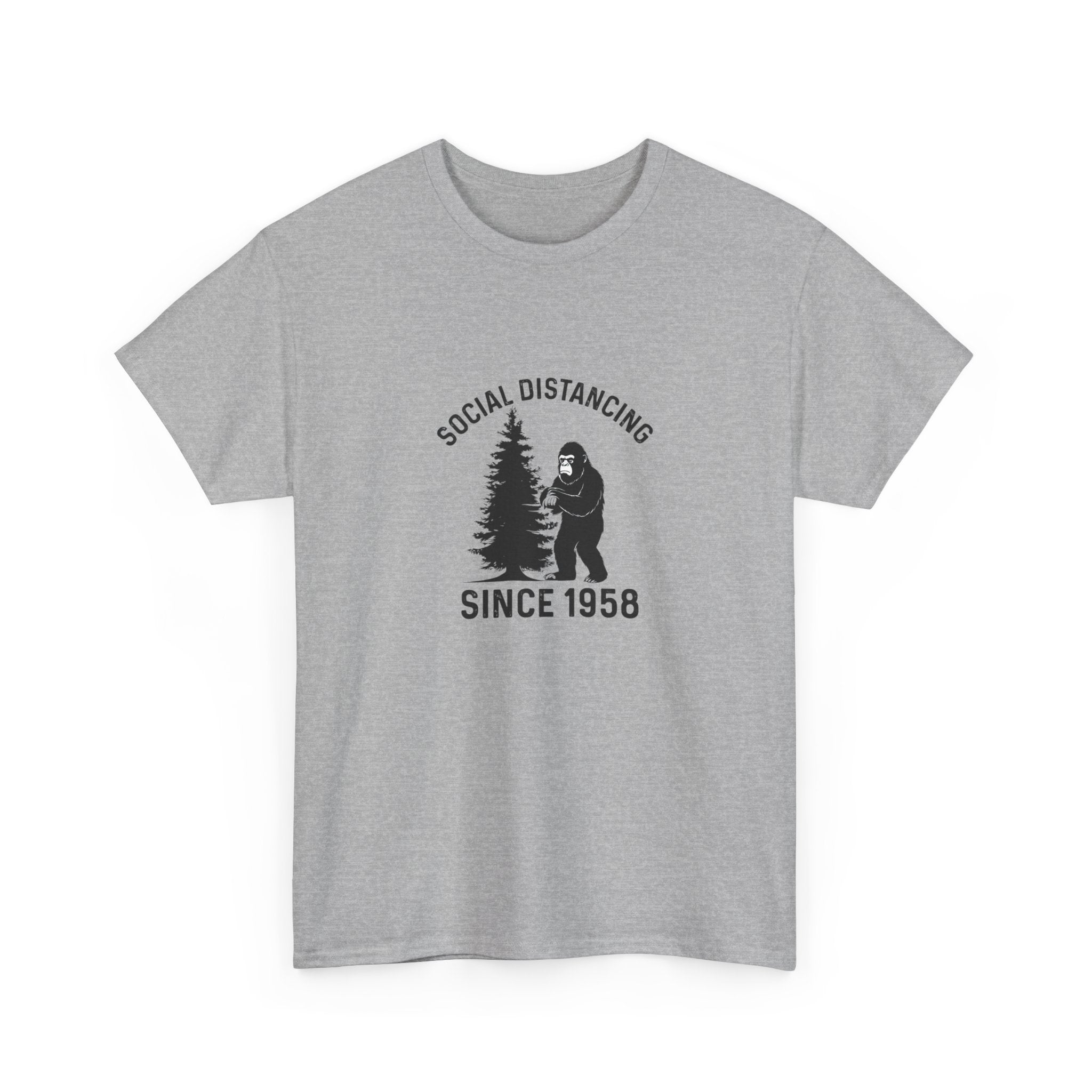 Bigfoot Social Distancing Since 1958 Tee | Sasquatch Forest Graphic Shirt