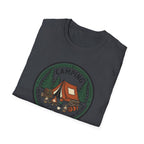 Camping Campfire Tent Graphic T-Shirt | Outdoor Adventure Cabin Design